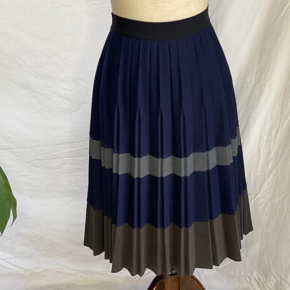 PANIZ Pleated Dual Stripe Skirt - Picture 5 of 8